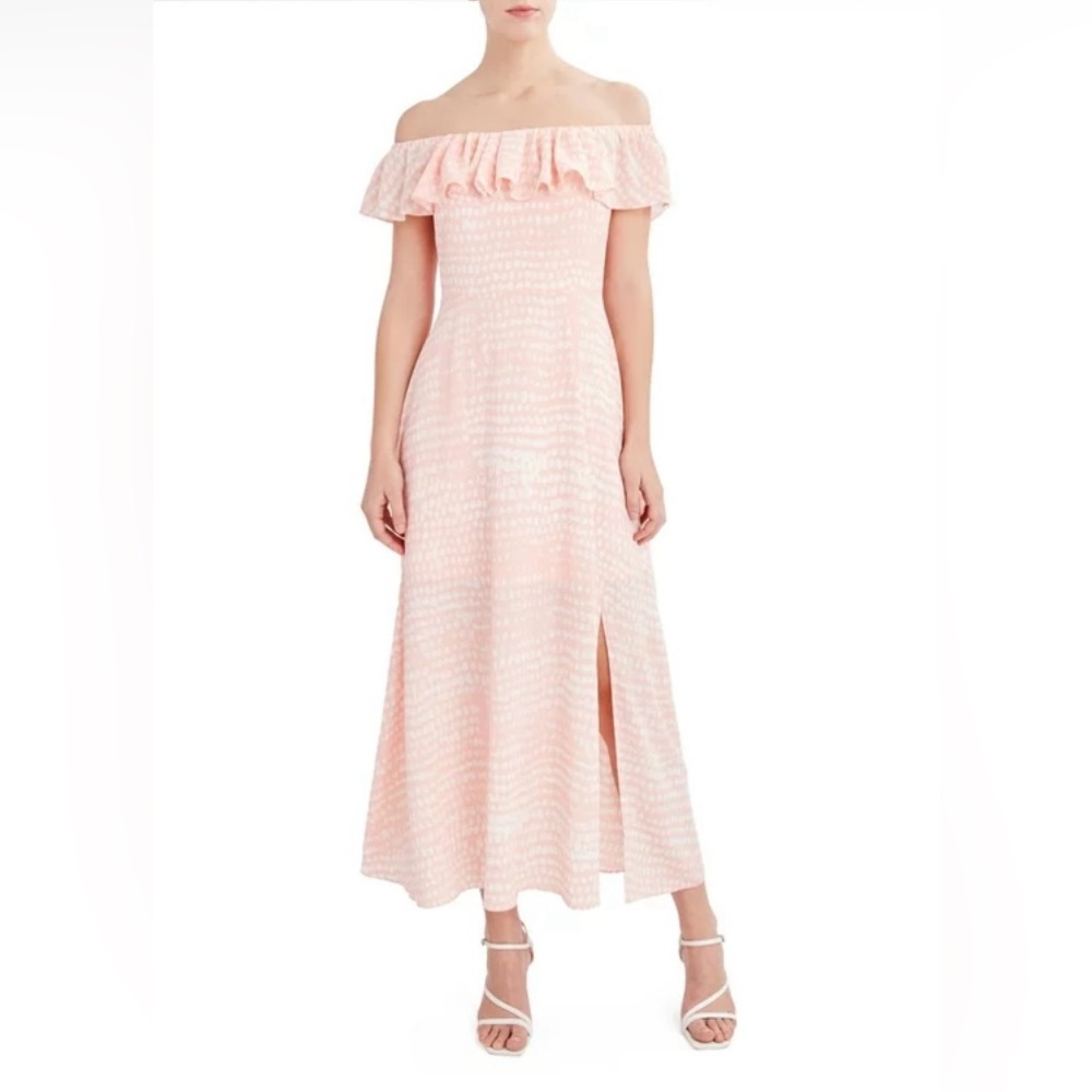 NWT BCGB Paris Women’s Maxi Dress Off The Shoulder Peach Size Medium